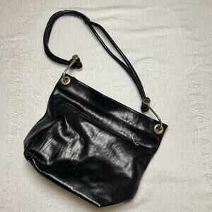 Firenze Made in Italy Vintage Genuine Woman Black Leather Handbag